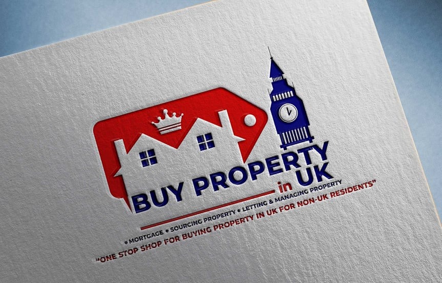 The Buy Property in UK logo embossed on textured card